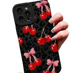 Nuova <span class=keywords><strong>Cover</strong></span> Lusso Opaca a Pori Fini con Stampa Leopardo Nero, Fiocco Rosa e Ciliegie Rosse per <span class=keywords><strong>iPhone</strong></span> 17 16 15 14 <span class=keywords><strong>Pro</strong></span> Max - Product Image 6