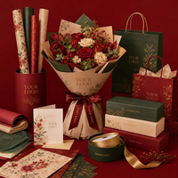 Fournitures d'emballage pour fleurs en un seul endroit, papier d'emballage pour bouquets avec logo personnalisé, sacs cadeaux, boîtes pour fleuristes
