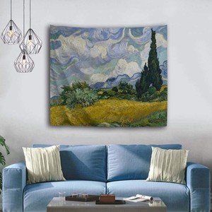 Tapiz de Poliéster Amarillo con Diseño de Campo y Cielo Viento, Decoración de Pared Impresa, Lavable a Máquina, Venta al Por Mayor - Product Image 2