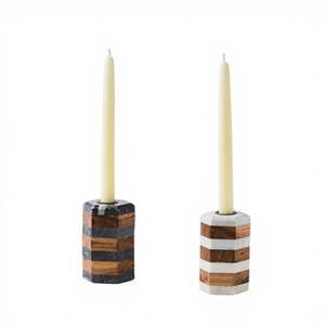 Porte-bougie unique en os incrusté pour la décoration d'appartements de luxe, les projets d'intérieur de boutiques et les accessoires modernes pour la maison - Product Image 1