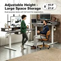 Bureau d'ordinateur électrique moderne à hauteur réglable avec tiroirs, table de travail motorisée assis-debout pour bureau à domicile et chambre