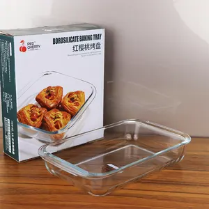 廉价营销硼硅酸盐耐热玻璃矩形1L /1.6L烤盘不粘厨房烤盘披萨盘