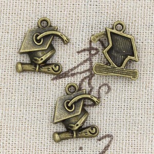 Charms graduation cap et diplôme 17x16mm tibétain argent couleur pendentifs Antique fabrication de bijoux bricolage artisanat fait main - Product Image 5