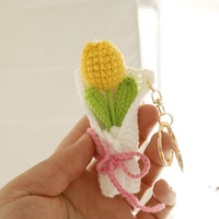 Porte-clés fleurs artificielles au crochet, fait main, amigurumi, peluche écologique, fleurs tricotées en relief, campanules, bleuets