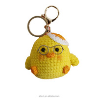 Adorable porte-clés pendentif poussin en tricot et crochet fait main, objets décoratifs en tricot et crochet