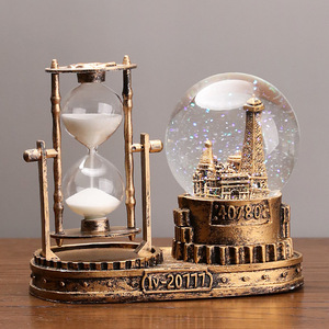 Creative Eiffel Tower Glowing Crystal Ball Hourglass Resin Desktop Ornament Birthday Gift for Students - Product Image 3