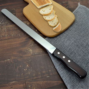 Flat Cut <strong>Bread</strong> Knife <strong>Bread</strong> Slicer Black Wood Handle Stainless Steel Cake Serrated Knife <strong>Bread</strong> <strong>Cutter</strong> - Product Image 6