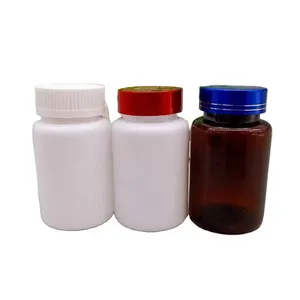 HDPE / PET white flat bottle vitamin supplements pill capsule jars child proof white plastic capsules bottles with screw lids