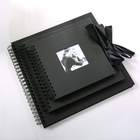 Mini album de scrapbooking vintage noir DIY en spirale 8*8 pouces/20.5*20.5cm 30 feuilles d'album photo à couverture rigide vente en gros