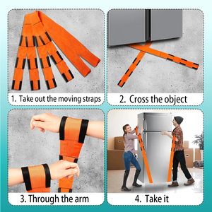 <span class=keywords><strong>Eslinga</strong></span> de Elevación de Carga Ajustable de Nylon <span class=keywords><strong>Naranja</strong></span> Frima para 2 Personas, 5cm de Ancho, 660lbs, Correa Resistente para Mudanza de Muebles, 2.8m - Product Image 4