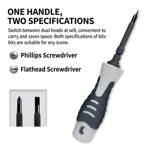 Insulated Magnetic <b>Screwdriver</b> Dual Head Flat Cross Industrial Grade Anti-Slip Handle Textured PP Handle - Product Image 5
