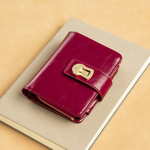 Portefeuille court AndoBag avec fermeture éclair RFID pour femmes, porte-cartes, cuir de vache véritable, petite bourse à monnaie, mode vintage 8017 - Product Image 3