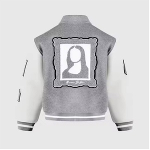 Custom Quality 100% Cotton Custom Logo Oversized Men's Casual <b>Jacket</b> <b>Winter</b> Baseball Varsity <b>Jacket</b> - Product Image 3