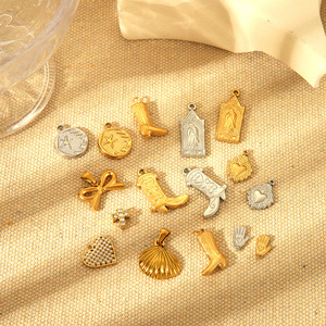 Acier inoxydable perle coeur Western <span class=keywords><strong>Cowboy</strong></span> botte papillon croix pendentif breloques pour la fabrication de bijoux bracelet à bricoler soi-même collier boucle d'oreille - Product Image 2