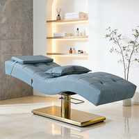 Lit de beauté et de spa de luxe doré à base rectangulaire, moderne, réglable en hauteur, pour sourcils et cils, portable et durable