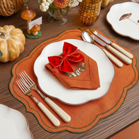 Napperons modernes en lin faits main, orange brûlé, brodés festonnés, lavables, résistants à la chaleur, pour la table de Thanksgiving et l'automne