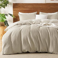 Parure de lit en coton peigné premium, teinture dégradée, tissage gaufré, 5 pièces, 240 GSM, ensemble de couvre-lit en coton doux pour la vente en gros, 21s/32s