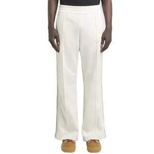 针织涤纶尼龙弹性标志刻字白色侧袋男士喇叭裤男士运动裤