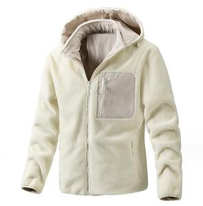 Veste d'hiver Hommes Manteaux en polaire <span class=keywords><strong>Patchwork</strong></span> Poches Fleece Warm Zip up Hooded Jacket Factory Customized Sherpa Fleece Jacket - Product Image 2