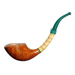 Muxiang Handmade Solid Wood Tobacco Pipe With Bamboo Joint And Green Stem For Men - Product Image 4