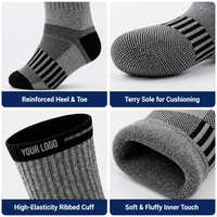 Chaussettes de ski OEM personnalisées en gros, en mélange de laine thermique, rembourrées, anti-humidité, pour jeunes, hommes et femmes, sports d'hiver