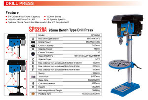 <span class=keywords><strong>Perceuse</strong></span> <span class=keywords><strong>à</strong></span> <span class=keywords><strong>colonne</strong></span> Sumore de haute qualité Zj4120 <span class=keywords><strong>750w</strong></span> 72mm pour le travail du bois et le traitement des métaux SP5220A - Product Image 2