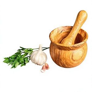 Petit mortier et pilon en bois écologiques faits à la main, durables et portables, pour épices, herbes et ail - Product Image 1