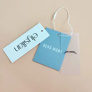 Eco-friendly Custom Embossed Debossed Brand Logo white Pape Swing Hang Tag With Hangtag String for Clothing