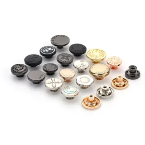 15mm 12.5mm 10mm metal shape snap brass four parts button fastener rivet brass press for hats caps bags baby clothes