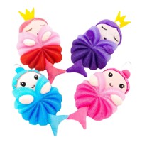 Éponge de bain douce en maille pour enfants, motif animal, pour la douche des bébés, exfoliante, mignonne, en forme de dessin animé