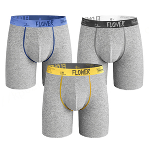 Ropa interior para hombre, Calzoncillos Bóxer largos con logotipo personalizado, pantalones cortos con cintura elástica y letras de algodón transpirable para hombre, Calzoncillos Bóxer - Product Image 2