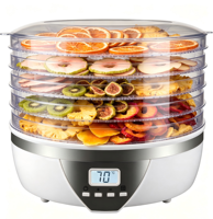 Dehidrator Makanan Profesional BAIYI 350W 5 Tray dengan Thermostat Digital Timer 70C Rendah Kebisingan untuk Buah, Bunga/Rempah, Daging Sapi