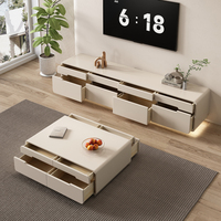Meuble TV et Table Basse Haut de Gamme Italiens Luxe Léger, Ensemble Complet avec Meuble de Rangement pour Petits Appartements, Meuble de Salon sur Pied