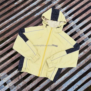 Custom Patchwork Print Design Windbreaker Outdoor Nylon <b>Zip</b> <b>Up</b> <b>Jackets</b> 3m Reflective Stripe Hooded Water Proof Windproof <b>Jackets</b> - Product Image 1