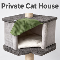 Arbre à chat avec coussin en peluche gris, poteaux à gratter en sisal, plateformes rembourrées et hamac suspendu latéral pour chats d'intérieur