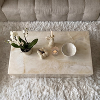 Table basse rectangulaire de luxe en onyx naturel, bloc massif, table centrale en pierre d'onyx translucide pour salon de villa