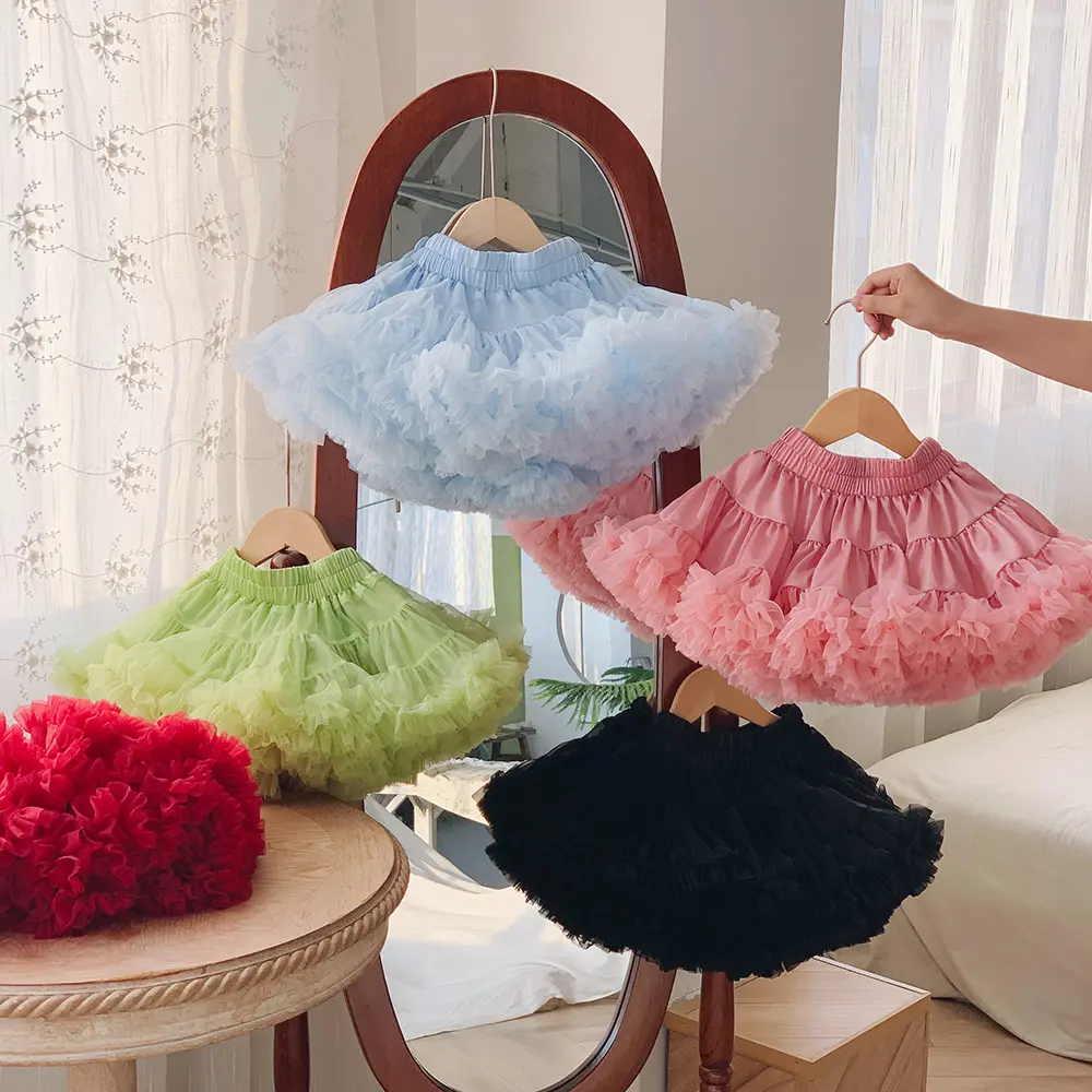 Wholesale 2023 Autumn Mesh Mini Princess Kids Girls Tutu Skirt