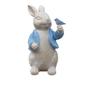 Easter European style home resin woodcut intaglio pattern effect Easter rabbit table top decoration gift