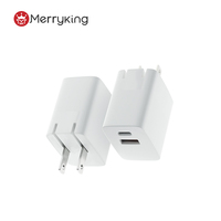 Pengisi daya usb universal pd 20w, pengisi daya usb 100-240v steker AS lipat PD Tipe C QC3.0 pengisian daya Cepat usb ganda dengan ETL UL PSE