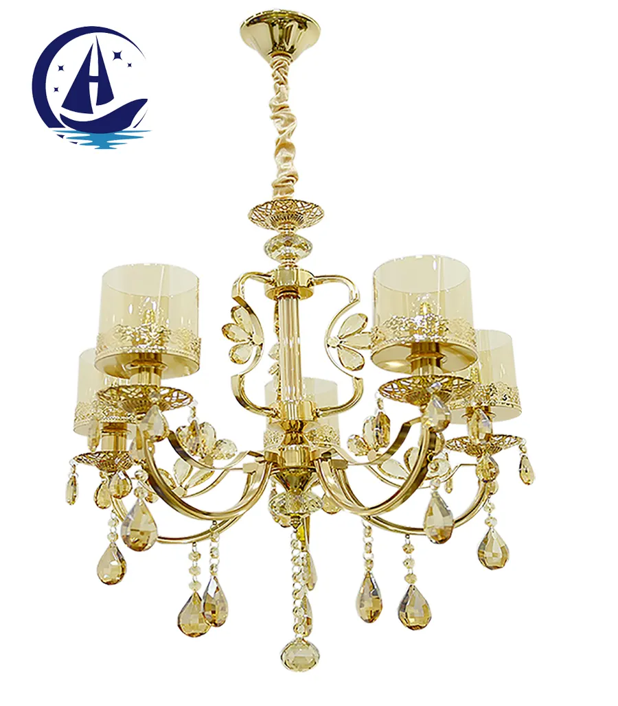 Golden Indoor Lighting Modern Style Crystal Chandelier Decorative Pendant Light Factory At Affordable Price From China