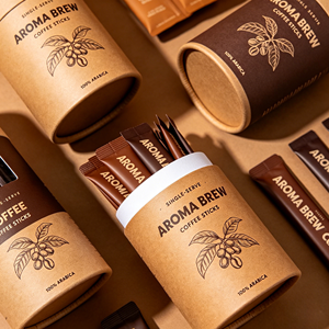 OEM Coffee Single-Serve Kraft Paper Tube Packaging Gold <b>Foil</b> Recyclable Cylinder <b>Container</b> FOR Coffee Sticks, Tea & Matcha - Product Image 2