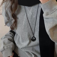 Collier coréen sportif à pendentif géométrique en alliage noir, chaîne longue unisexe de luxe pour sweats à capuche, Nouveautés 2025