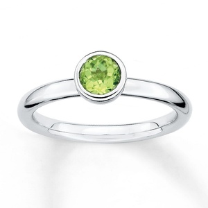 Bagues modernes en péridot, bague en péridot avec diamant rond, argent sterling 925, bague en péridot - Product Image 4