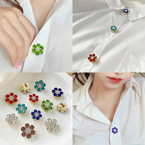 กระดุมเสื้อคริสตัลหลากสีแบบคลาสสิกสำหรับทุกเพศ  ฝาครอบกระดุม  เข็มกลัด  กระดุมข้อมือ  ของตกแต่งกระดุม  ทองเหลือง  ของขวัญ - Product Image 3
