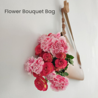 1 pièce Grand support suspendu en cuir PU pour bouquet de fleurs avec crochet lapin, sac de rangement décoratif de Pâques pour fleurs