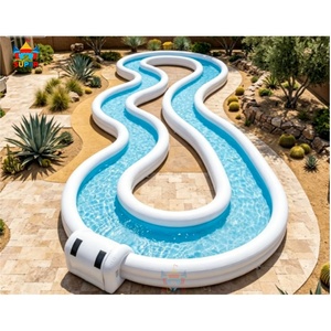 Piscine gonflable géante Super Castle Commercial en PVC 0,55 mm, type <span class=keywords><strong>rivière</strong></span> paresseuse, installation facile avec pompe à air pour des configurations de jardin étonnantes - Product Image 6