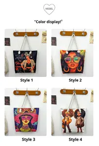 Sacs à main pour dames <span class=keywords><strong>Ote</strong></span> <span class=keywords><strong>Bags</strong></span> Coarse Rope Joker Beach Printed Canvas Thick Rope Omen Versatile Art Fashionable Beach Shopping Bag - Product Image 4