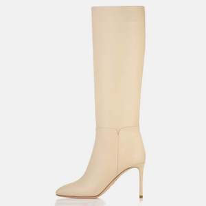 Wide Fit Women's Square Toe Knee High Boots Ladies High Stiletto <b>Heels</b> Shoes Snake Pattern Long Booties - Product Image 5
