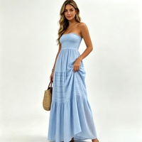 Robe longue tissée respirante pour femme, style bohème, pour la plage et les vacances, avec taille élastique, service OEM pour occasions décontractées, bretelles spaghetti