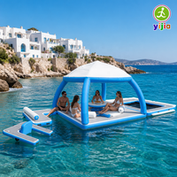 Plateforme de loisirs aquatiques gonflable en PVC avec tente, île flottante pour divertissement en mer - Grande vente